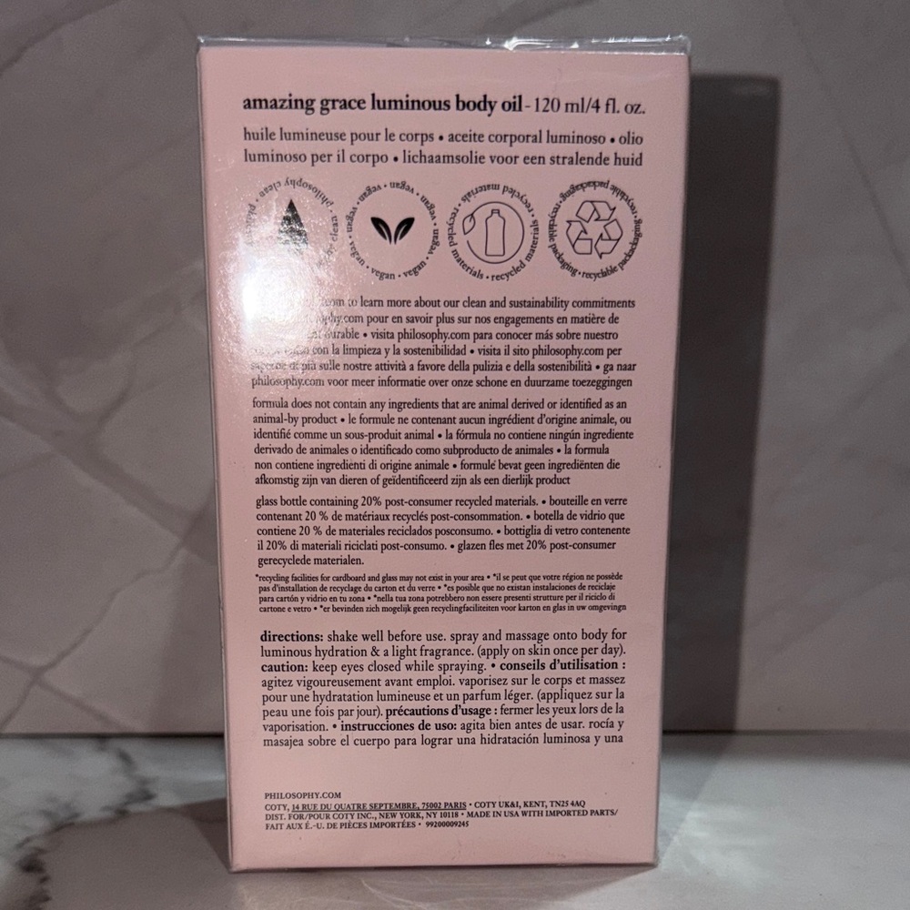 philosophy Amazing Grace Luminous Body Oil FULL SIZE 4 Oz. NEW IN SEALED BOX! - Picture 5 of 5